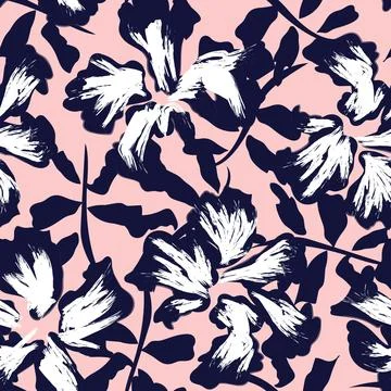 Floral Brush strokes Seamless Pattern Background Stock Illustration
