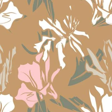 Floral Brush strokes Seamless Pattern Background Stock Illustration