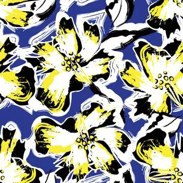 Floral Brush strokes Seamless Pattern Design Stock Illustration