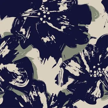 Floral Brush strokes Seamless Pattern Design Illustrazione stock