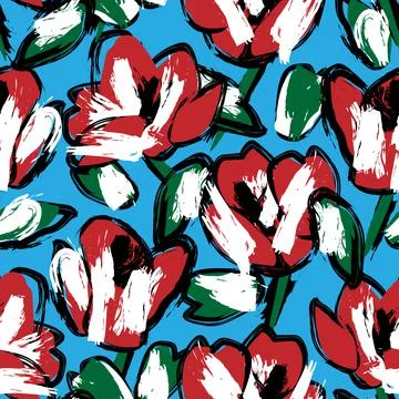 Floral Brush strokes Seamless Pattern Design Illustrazione stock