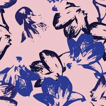 Floral Brush strokes Seamless Pattern Design イラスト素材