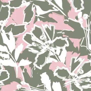 Floral Brush strokes Seamless Pattern Design Stock Illustration