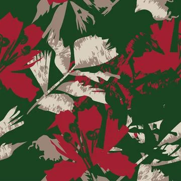 Floral Brush strokes Seamless Pattern Design イラスト素材