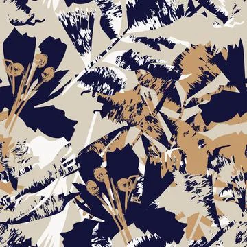 Floral Brush strokes Seamless Pattern Design Stock Illustration