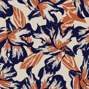 Floral Brush strokes Seamless Pattern Design Stock Illustration