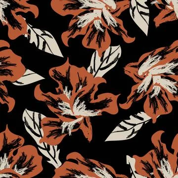 Floral Brush strokes Seamless Pattern Design Stock Illustration