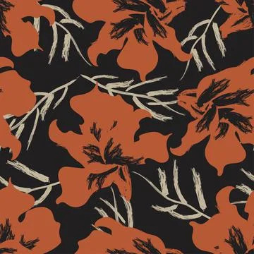 Floral Brush strokes Seamless Pattern Design Illustrazione stock