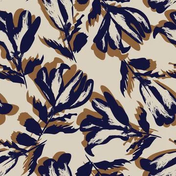 Floral Brush strokes Seamless Pattern Design Illustrazione stock