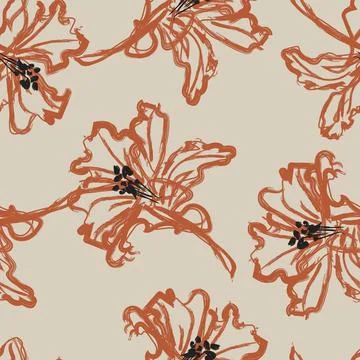 Floral Brush strokes Seamless Pattern Design Illustrazione stock