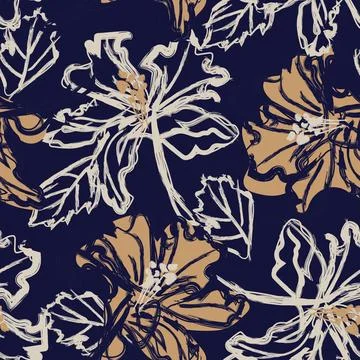 Floral Brush strokes Seamless Pattern Design Stock Illustration