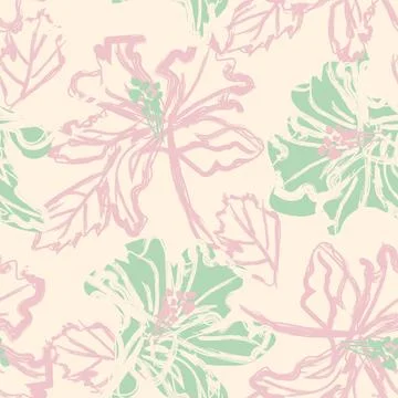 Floral Brush strokes Seamless Pattern Design Stock Illustration