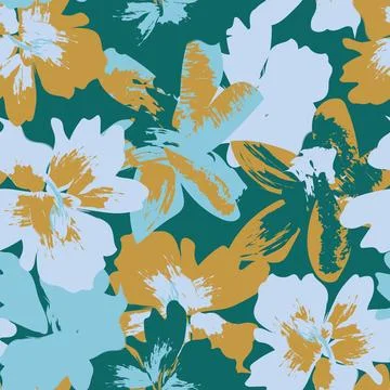 Floral Brush strokes Seamless Pattern Design Stock Illustration