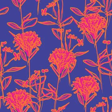 Floral Brush strokes Seamless Pattern Design Stock Illustration