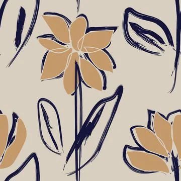 Floral Brush strokes Seamless Pattern Design Stock Illustration