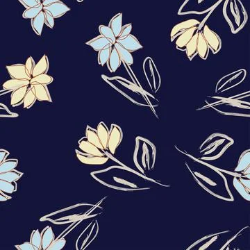 Floral Brush strokes Seamless Pattern Design Stock Illustration
