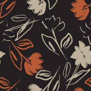 Floral Brush strokes Seamless Pattern Design Stock Illustration