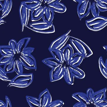Floral Brush strokes Seamless Pattern Design Stock Illustration