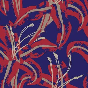 Floral Brush strokes Seamless Pattern Design Stock Illustration