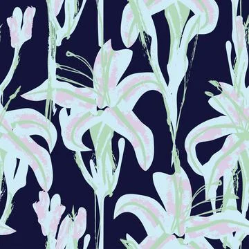 Floral Brush strokes Seamless Pattern Design Stock Illustration