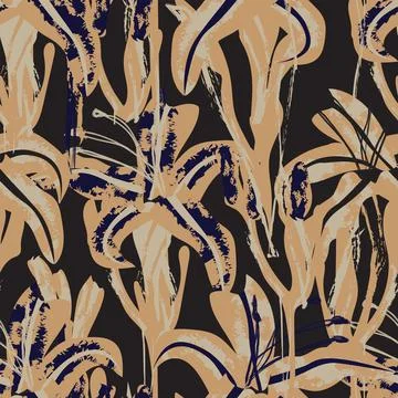 Floral Brush strokes Seamless Pattern Design Stock Illustration