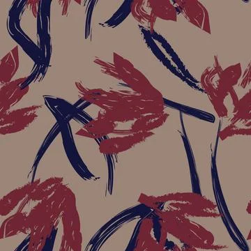 Floral Brush strokes Seamless Pattern Design Stock Illustration
