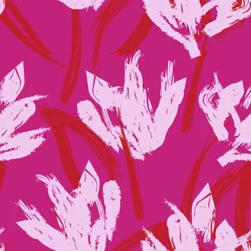 Floral Brush strokes Seamless Pattern Design Stock Illustration