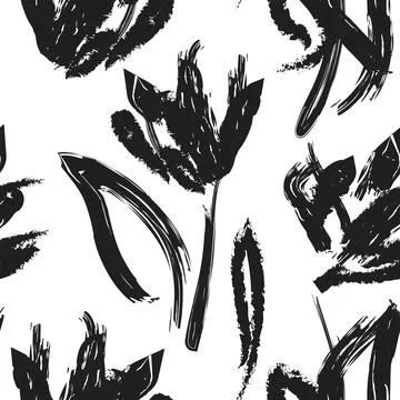 Floral Brush strokes Seamless Pattern Design Stock Illustration