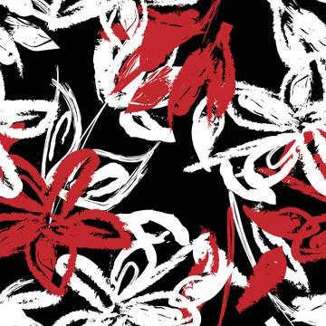 Floral Brush strokes Seamless Pattern Design Stock Illustration