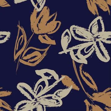 Floral Brush strokes Seamless Pattern Design Illustrazione stock