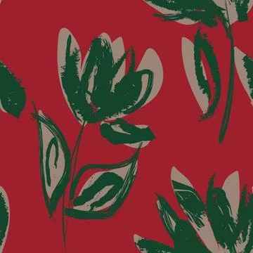 Floral Brush strokes Seamless Pattern Design Illustrazione stock