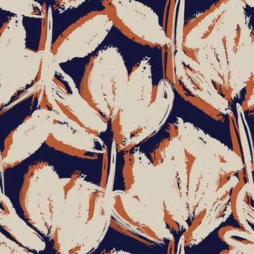 Floral Brush strokes Seamless Pattern Design Stock Illustration