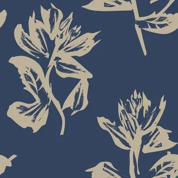 Floral Brush strokes Seamless Pattern Design Stock Illustration