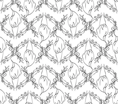 Floral calla seamless pattern background Stock Illustration