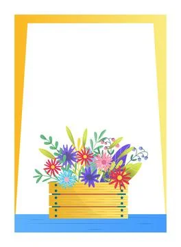 Floral card invitation design, vector illustration. Spring gardening background Stock Illustration