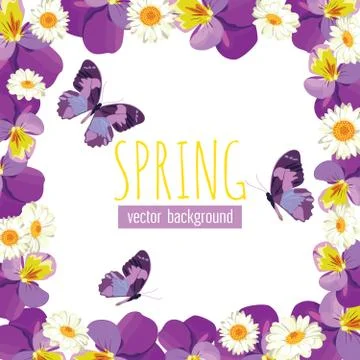 Floral card template with empty frame Stock Illustration