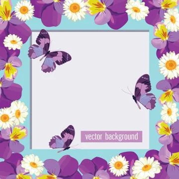 Floral card template with empty frame Stock Illustration