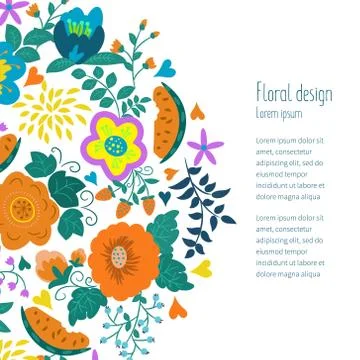 Floral card template Stock Illustration