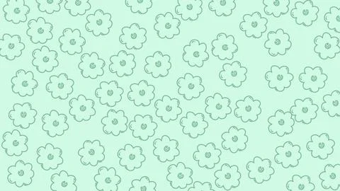 Floral cartoon doodle pattern with fun minimalist lines Stock Illustration