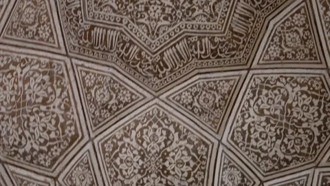 The floral ceiling architectural pattern at Rahim's tomb, New Delhi Stock Footage 255115417