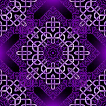 Floral celtic mandalas seamless pattern. Vector lines background. Repeat line Illustrazione stock