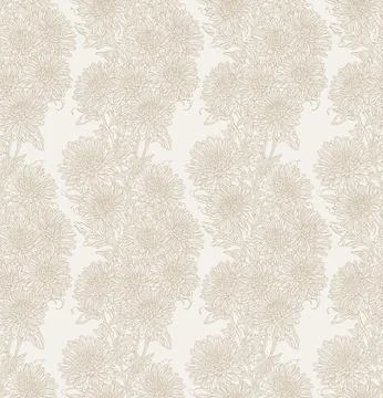 Floral Chrysanthemums seamless pattern in light beige color 스톡 일러스트