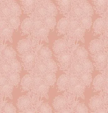 Floral Chrysanthemums seamless pattern in melon color Stock Illustration