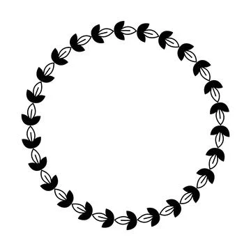 Floral circle border design rounded flower frame ring for decoration イラスト素材