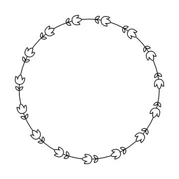 Floral circle border design rounded flower frame ring for decoration orname.. Stock Illustration