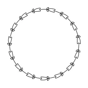 Floral circle border design rounded flower frame ring for decoration orname.. Illustrazione stock