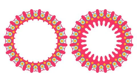 Floral Circular Frame Collection with Repeating Decorative Borders and Orna.. Stock Illustration
