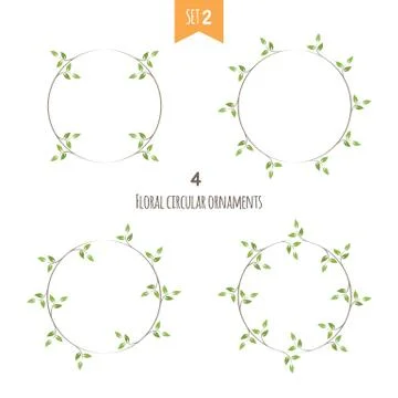 Floral circular ornaments second set Stock Illustration