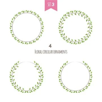 Floral circular ornaments third set Stock Illustration