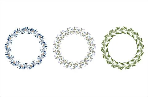 Floral circular wreath set Stock Illustration
